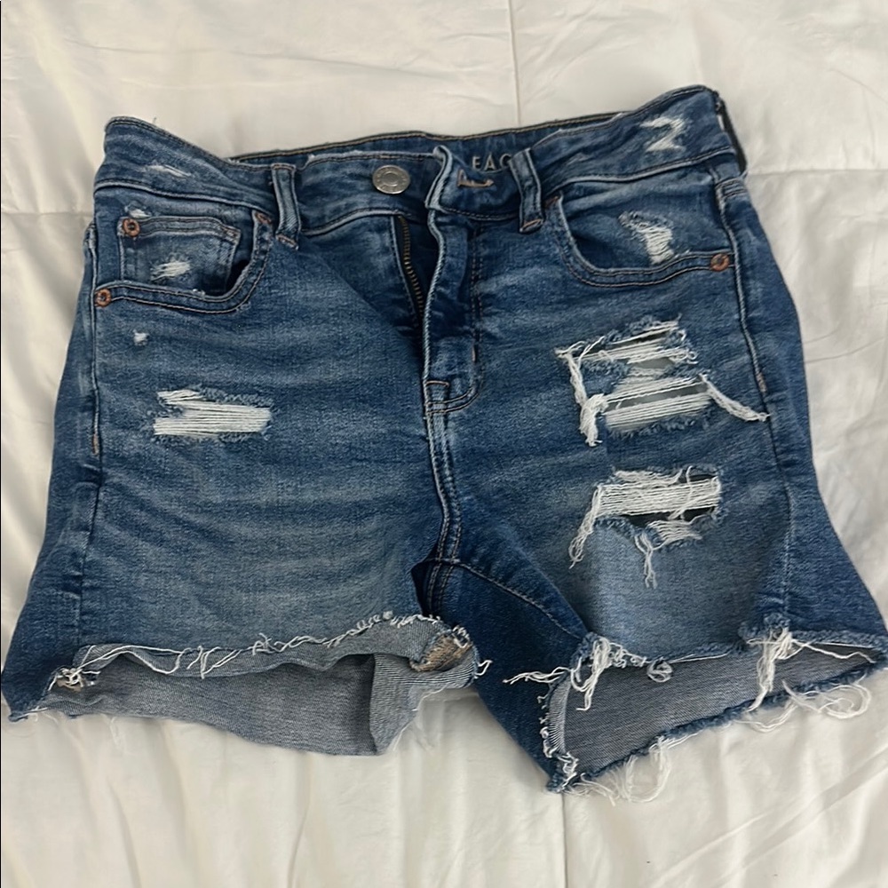 American Eagle Blue Distressed Jean Shorts